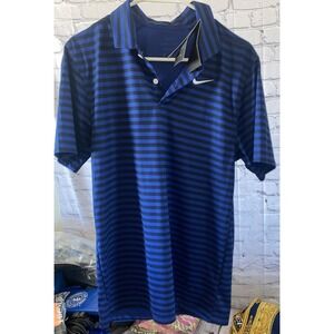 nike mens dri-fit victory striped golf polo royal blue And Black. New W/tags Sml